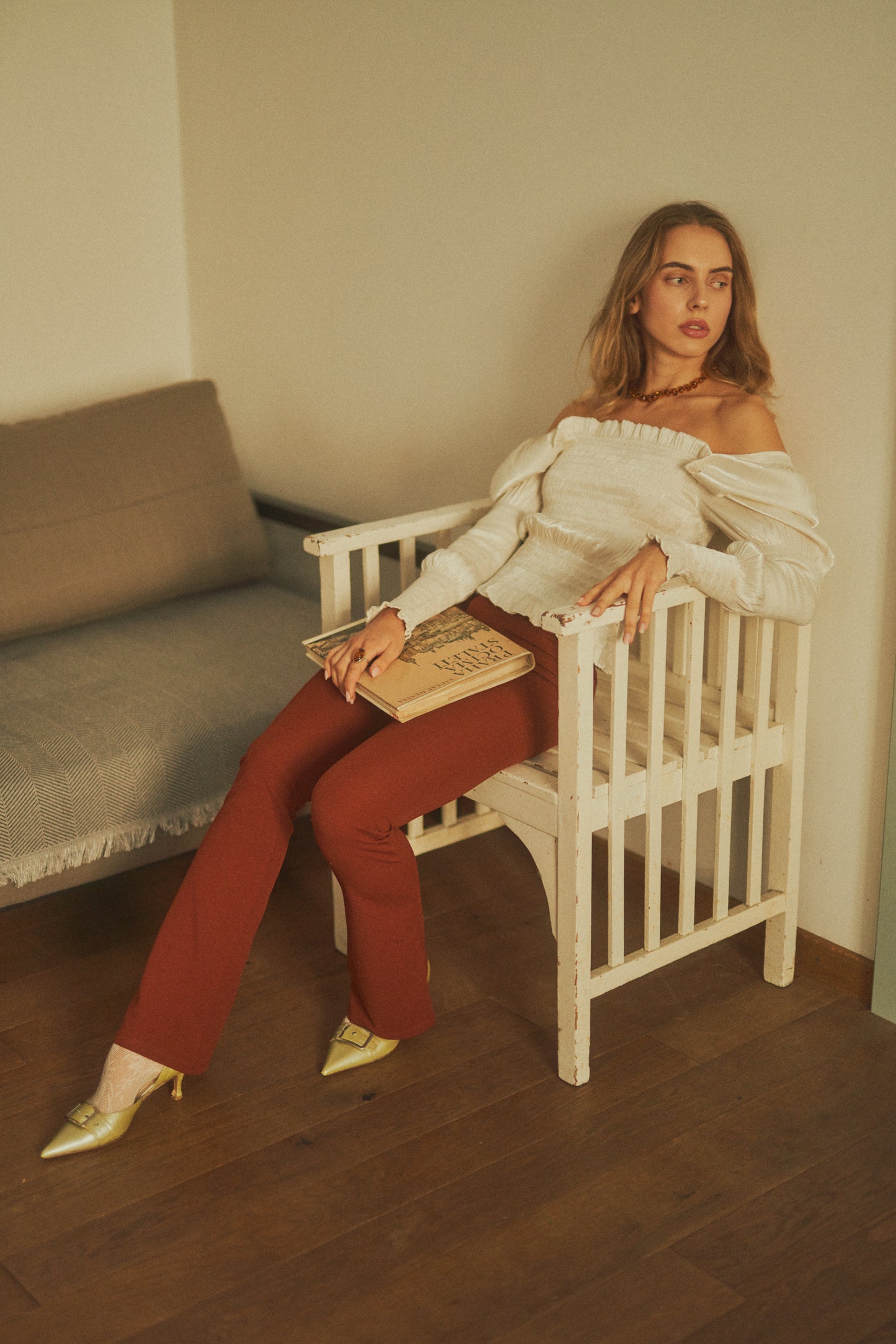 Fresh round cognac necklace