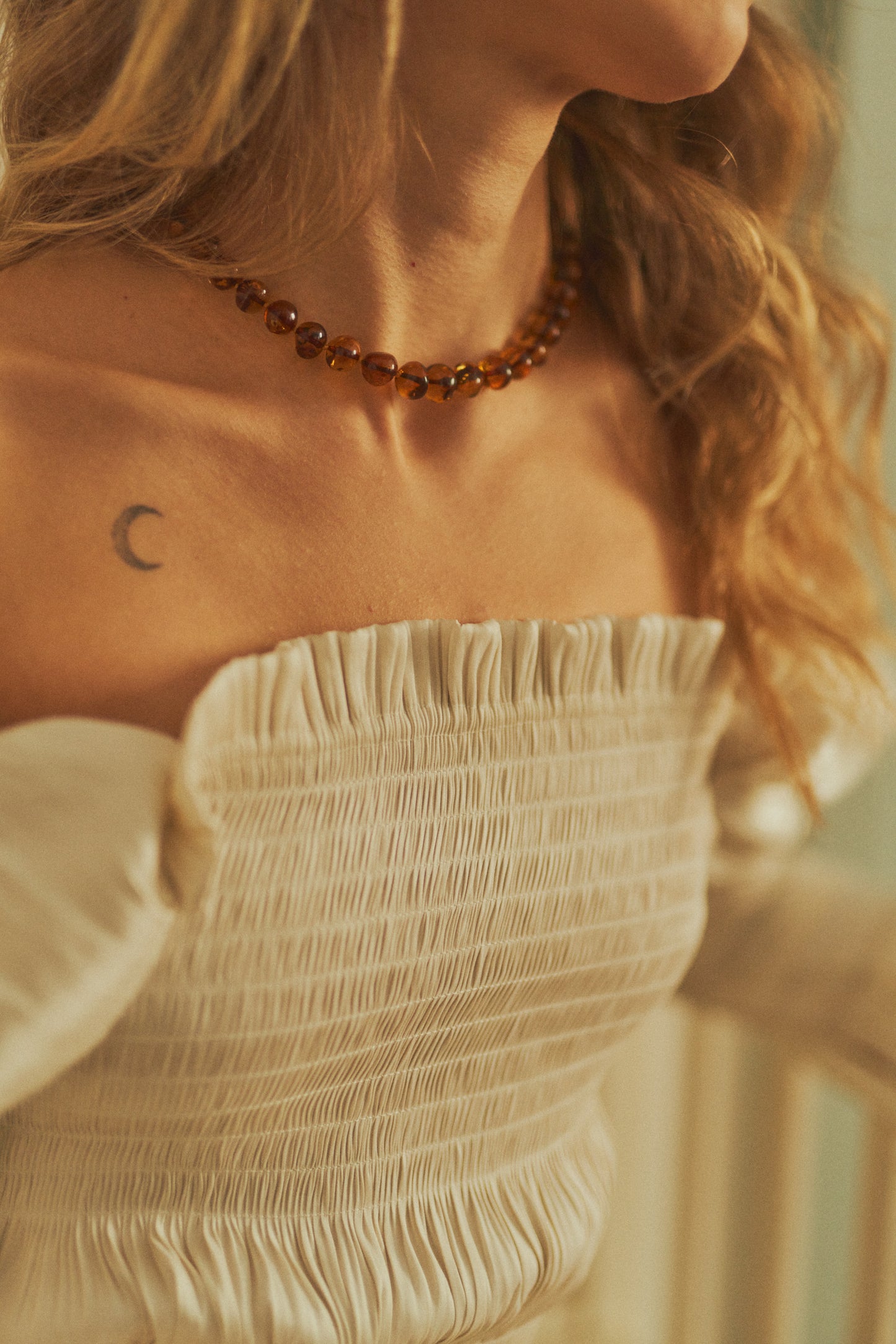 Fresh round cognac necklace