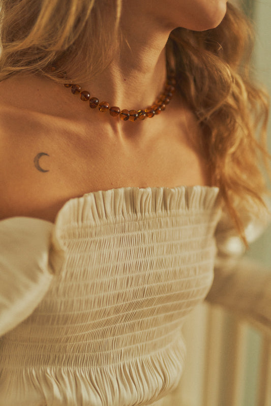 Fresh round cognac necklace