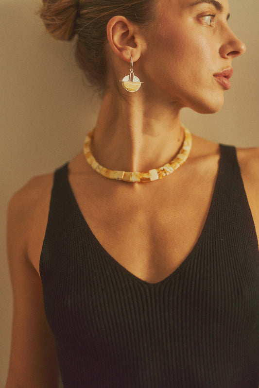 Regal white amber necklace