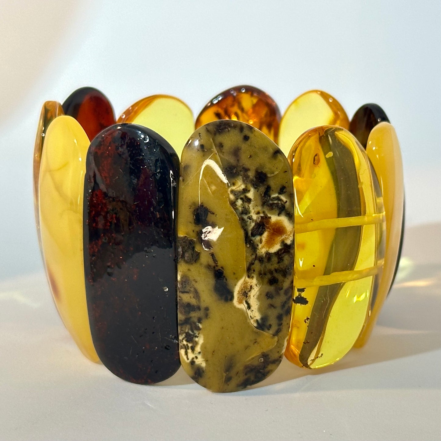 Elegant multicolor amber bracelet