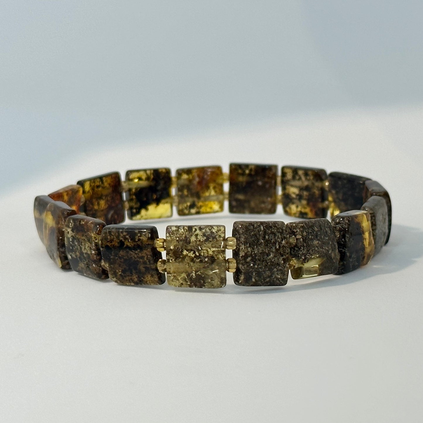 Green amber tennis bracelet