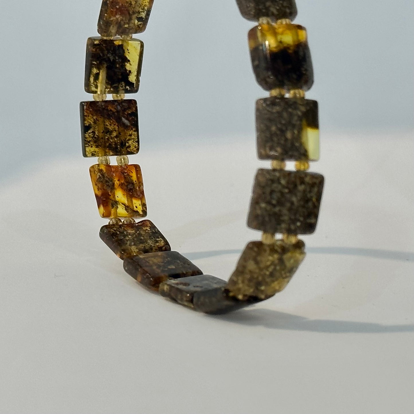 Green amber tennis bracelet