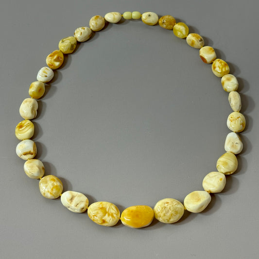 Soft ocean white amber necklace